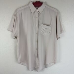 Vintage ID Essentials Short Sleeve Button Down Safari Shirt Bone Ivory Medium